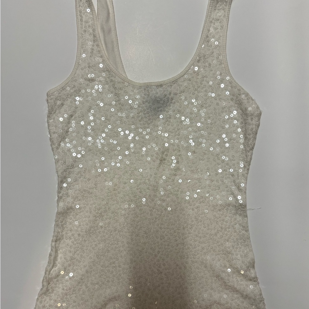 Express White Sequin Tank Top